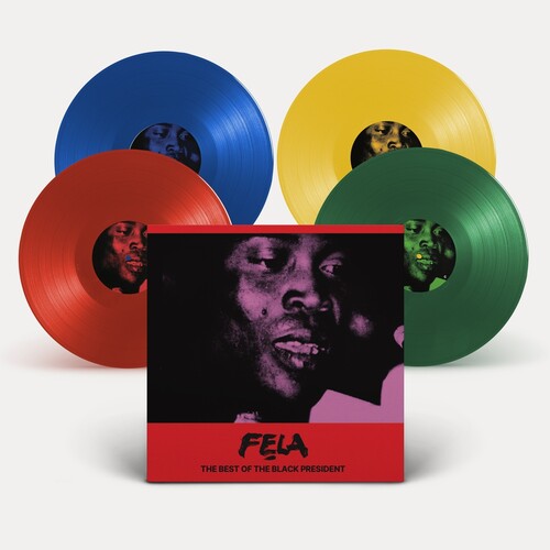 Fela Kuti - Best of the Black President 4LP (Red, Green, Blue, & Yellow Colored Vinyl) (Preorder: Ships November 21, 2025) ; VINYLGLOB